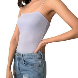 Hollister XS Light Blue Ribbed Bodysuit Tank Top
